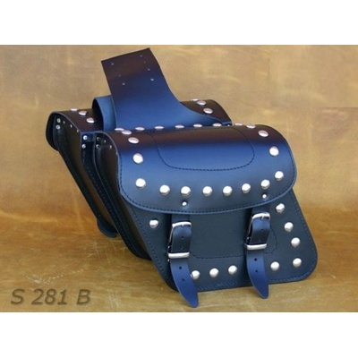 Kožené moto brašny S281 černé, 28x26x15cm - nýty a třásně – Hledejceny.cz
