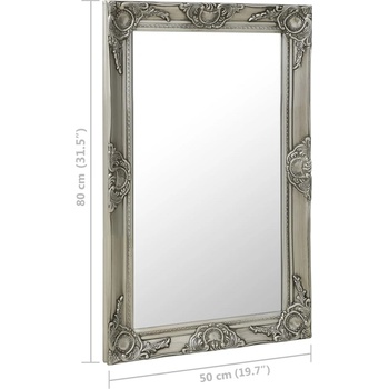 vidaXL Стенно огледало, бароков стил, 50x80 см, сребристо (320322)