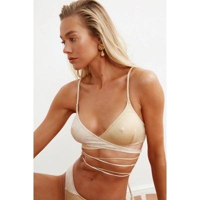 Trendyol Dámsky bikinový top Color block krémová