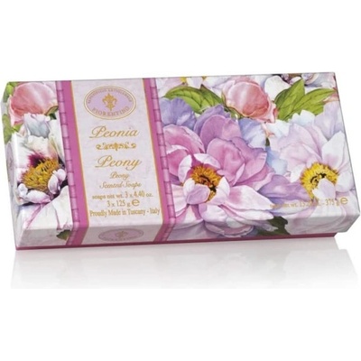 Saponificio Artigianale Fiorentino prírodné rastlinné tuhé mydlo pivónia 3 x 125 g