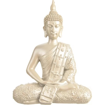 Budha polystone stříbrný 22x10x27 cm