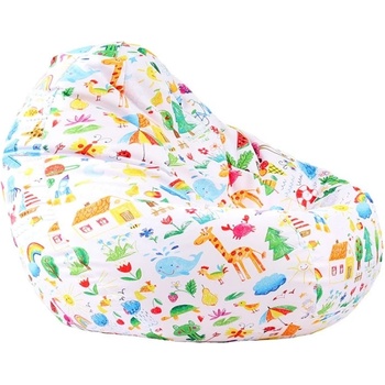 Pufrelax Пуф круша 520л. , Nirvana Gigant - A Colourful World, Водоустойчив, Перящ се калъф, Пълнеж от Полистиролни перли, принт (PUF-G-NGG-TEXP-LUC)