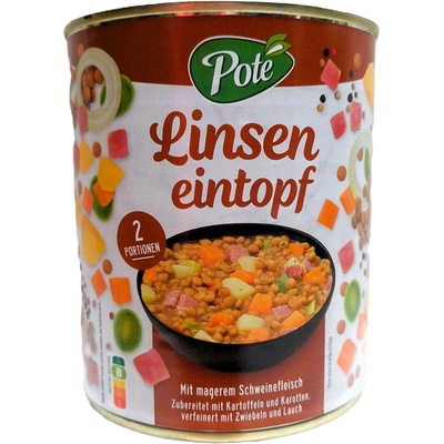 Poté čočková polévka s uzeným masem a zeleninou 0,8 kg