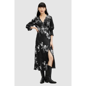 AllSaints Рокля AllSaints ANI IONA DRESS в черно среднодълга разкроена W003DA (W003DA)