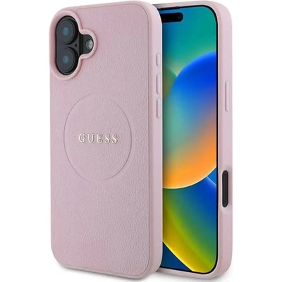 GUESS Калъф Guess Grained Gold Ring MagSafe за iPhone 16 Plus - розов (3666339303969)
