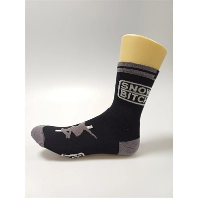 SNOWBITCH Socks Crew Black Grey BLACK-GREY
