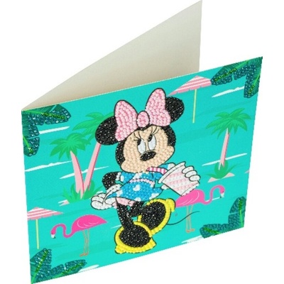 Craft Buddy Комплект поздравителна картичка с диамантен живопис, Craft Buddy, Мини Маус на почивка, 18 x 18 см