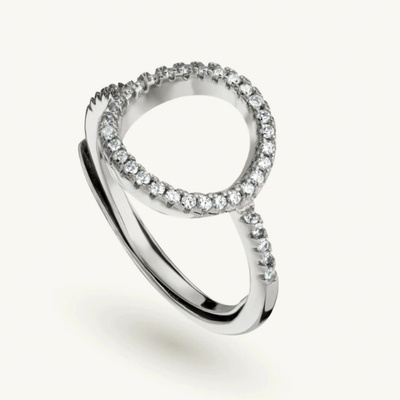 SilveAmo Střírbný prsten se zirkonem Kruh KK2F1187 15 5