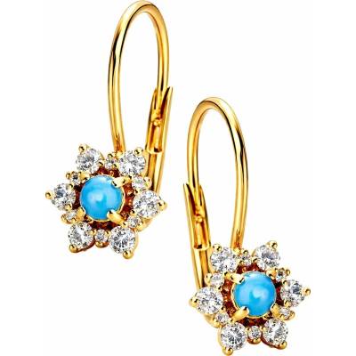 Zlaton Náušnice žluté zlato květina 1.6cm 1.75g s diamanty 0.220ct N22102501229
