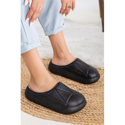 Moda Trend Дамски чехли с подплата от каракул - Черни #362373 (362373_Черно)