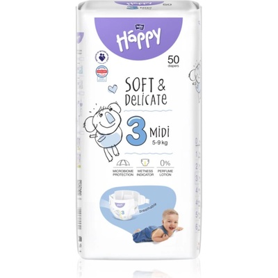 Bella Baby Happy Soft&Delicate еднократни пелени Midi 5-9 kg 50 бр