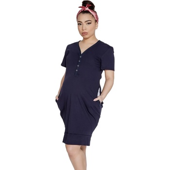 Mitex Нощница за бременни и кърмачки в тъмносин цвят mama dresseh-59242-navy - Тъмносин, размер s