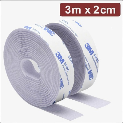 Quadrios 24CA323 pásik so suchým zipsom, lepiaci, háčiková a flaušová časť, (d x š) 3 m x 2 cm, biela, 3 m