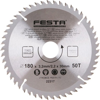 Festa Pilový kotouč s SK plátkem, 180 x 30 mm, 50 zubů, TCT 22317