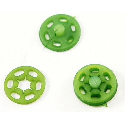 Plastový patentiek - zelená - priemer 1,5 cm