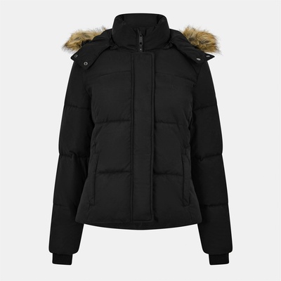 Jack Wills Яке Jack Wills Women's Riley Wind Resistant Detachable Hood Short Puffer Jacket - Black