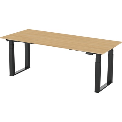 Delso Výškovo nastaviteľný stôl ROCKSTER 80 x 200 cm dub vicenza / čierna