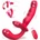 SuperLove 3in1 G Spot & Clitoris Stimulating Strapless Strap On with Remote Red