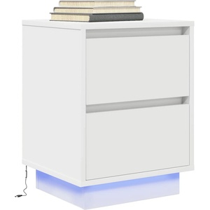 vidaXL Нощно шкафче с LED осветление бяло 38x34x50 cm (861283)