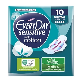 EveryDay Дамски превръзки EveryDay Sensitive with Cotton Normal Ultra Plus с крила, 18 бр (r-56r767)