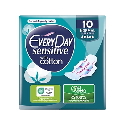 EveryDay Дамски превръзки EveryDay Sensitive with Cotton Normal Ultra Plus с крила, 18 бр (r-56r767)