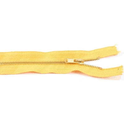 Nedeliteľný kovový mosadzný zips č.3 viac farieb - dĺžka (10 - 25 cm) 20 cm Tmavo žltá