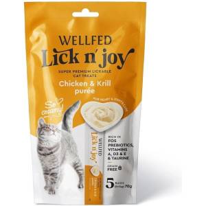 WELLFED Пюре с пиле и крил за котки, 5 сашета x 14 гр