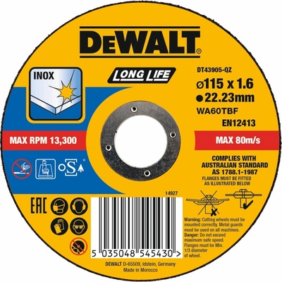 DeWalt Rezný kotúč na nerez DT43905 pr. 115 x 22,23 mm