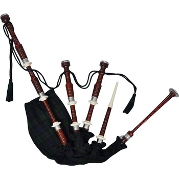 vidaXL Шотландска високопланинска гайда с кариран зелено-черен тартан (70044)