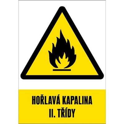 Značka Hořlavá kapalina II. třídy, samolepicí fólie, 148 × 210 mm BZ FD340