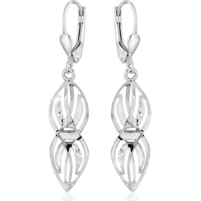 Gemmax Originální visací náušnice Spirály z bílého zlata s řeckým vzorem GLEWN-34131