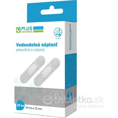 PLUS LEKÁREŇ Vodoodolná náplasť 19x72mm 20 ks