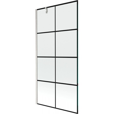 Mexen Next параван за вана 1-крилен 90 x 150 cm, черна решетка, четкан никел - 895-090-000-00-77-97 (895-090-000-00-77-97)