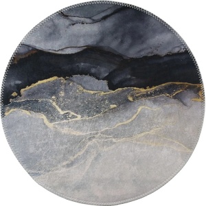Vitaus Черно-бял миещ се кръгъл килим ø 80 cm - Vitaus (KRN-S9534-Yuvarlak-80x80)