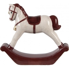 Clayre & Eef Béžovo-hnědá keramická dekorace houpací koník ChrisMs - 15*4*14 cm