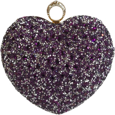 Лилава вечерна чанта - сърце