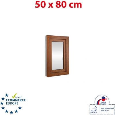Okna Hned Plastové okno 50x80 cm zlatý dub/bílá otevíravé i sklopné pravé