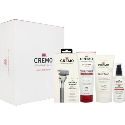 Cremo Smooth Skincare holicí strojek + krém na holení 177 ml + čisticí mýdlo na obličej pro muže 147 ml + obnovující hydratační krém 88 ml dárková sada