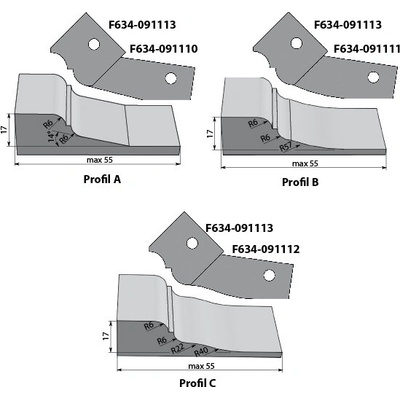 IGM Professional IGM Profilový nôž typ A pre F634 spodné F634-091110