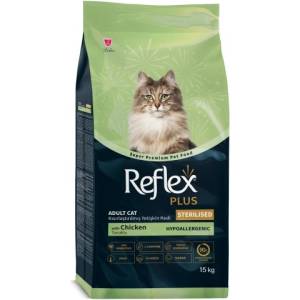 Lider Pet Food Reflex Plus Sterilised Chicken Adult Cat - Пълноценна храна за израснали, кастрирани котки от всички породи с пилешко 15 кг, Турция