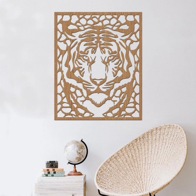 dřevo života Dřevěná dekorace na zeď TIGER Rozměry (cm): 40x39, Zvolte barvu dekoru: Horský dub