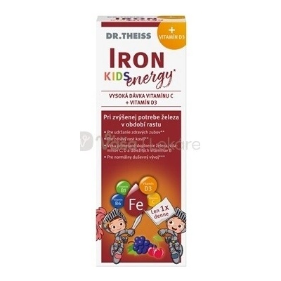 Dr.Theiss IRON Energy sirup železo + vitamín D3 + vitamíny 250 ml