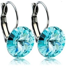 Swarovski Elements Rivoli stříbrné visací modré kulaté 31106.3 Light Turquoise modrá světlá tyrkysová