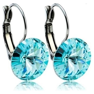 Swarovski Elements Rivoli stříbrné visací modré kulaté 31106.3 Light Turquoise modrá světlá tyrkysová