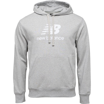 New Balance Essentials Stacked Logo French Terry Hoodie sivá
