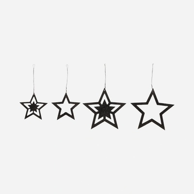 Vánoční ozdoby Stars Black set 4 ks House Doctor
