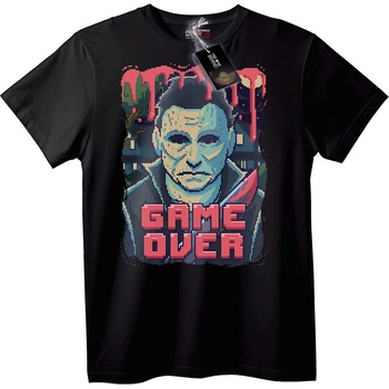 NOONEBRAND Тениска Хелоуин Game Over Пиксел Арт - 2XL, White