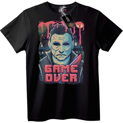 NOONEBRAND Тениска Хелоуин Game Over Пиксел Арт - 2XL, White