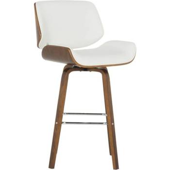 Carmen Трапезен стол Carmen 4027, до 100кг. макс. тегло, орех, еко кожа/дърво, дървена база, въртене на 360°, бял (bt-3521134)