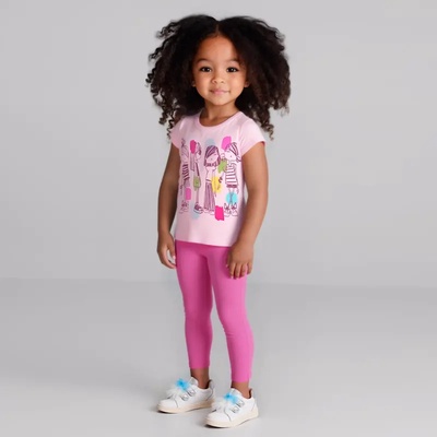 Mayoral Комплект клин до глезена розов и розова тениска с апликация за мини момиче Майорал